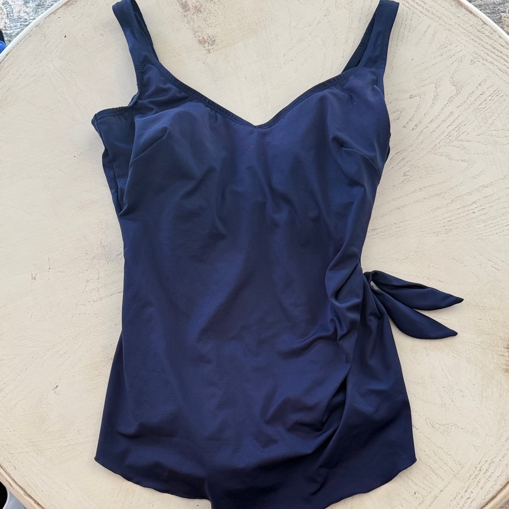 Navy One-Piece Swimsuit with Side Tie
